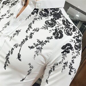 修身型 印花 青年 夏季 休闲 常规 青春流行 2021年 尖领 潮 七分袖 简约  衬衫图片