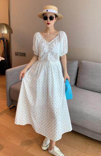 长款花色连衣裙，女装连衣裙，露彩