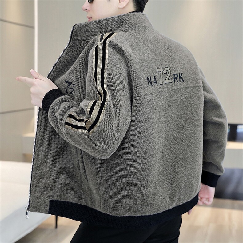 2024秋冬男士商务休闲立领刺绣修身毛呢大衣短款夹克外套A76P145，男装毛呢大衣，电商B226