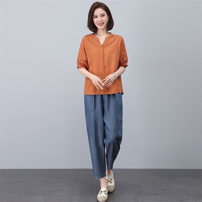 时尚套装女2023新款小个子显高妈妈气质阔太太今年流行两件套裤夏,女装套装/套裙,忆绮罗