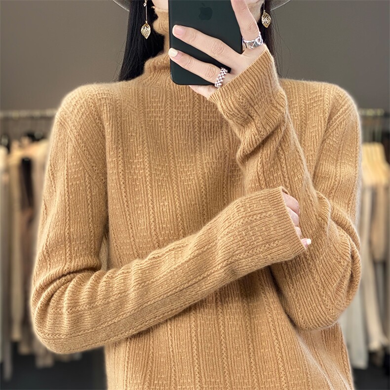 拉花堆领2024新款春秋新款时尚经典百搭羊毛衫,女装羊毛衫,片语羊绒