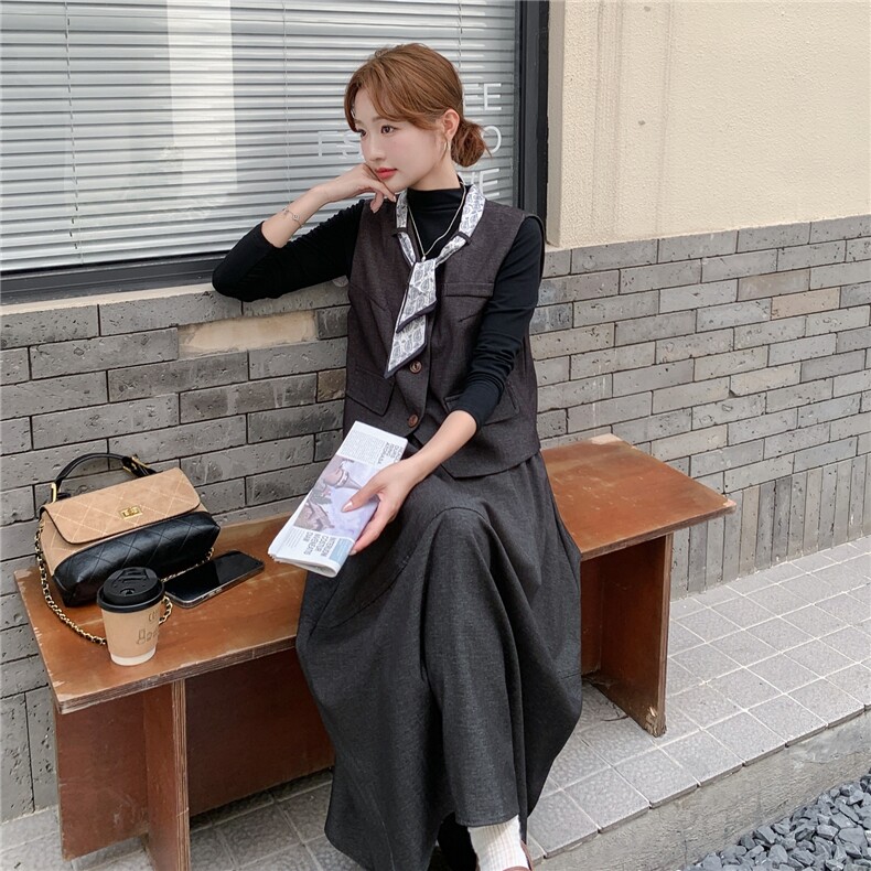 大货马甲+黑T+半裙三件套+丝巾赠送2C206-L598-P185-K268,女装套装/套裙,2C206