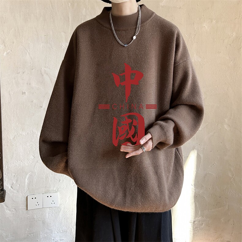 控68半高领毛衣男士大码针织衫男毛线衣男M18198-P45加绒款-P65,男装针织衫/毛衣,电商A040