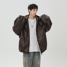 春季新款港风日复古连帽皮衣夹克外套男潮XZ213-JK5000-P88控108，男装夹克，星座213