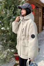 连帽工装派克羽绒服女2025年冬季外套高级感韩系小个子白鸭绒，女装羽绒服，2C218