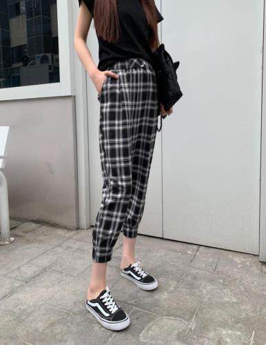【现货】夏季新款韩版格子哈伦裤，女装，淳·清衣社