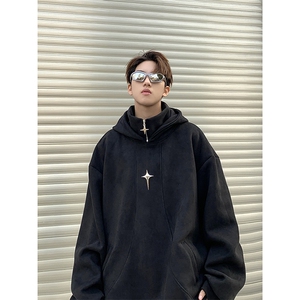 F11-P48 秋冬新款高街潮牌拉链连帽卫衣男设计感百搭宽松外套图片