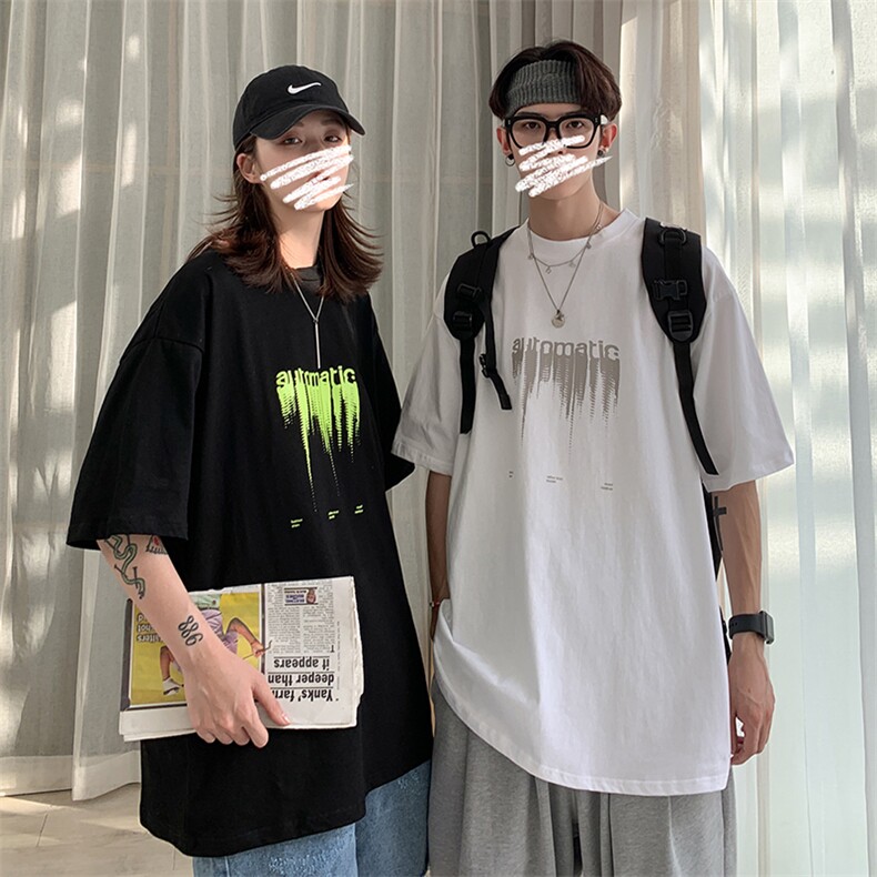 情侣装夏装2021新款韩版字母印花短袖T恤女宽松上衣潮D87P30女类，女装T恤，电商A335-1（原A458）