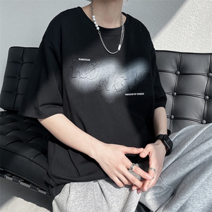 7XL-M 美式纯钢印短袖T恤男2023夏季新款ins潮牌宽松加大码体恤图片