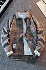 9901-P26元主推格子潮流百搭个性彩标设计时尚休闲男款衬衫，男装衬衫，星座1706