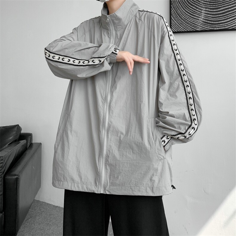 F004-P45夏季新款织带防晒衣男士大码宽松外套纯色透气控58,男装防晒衣,电商B280-1（原A049）