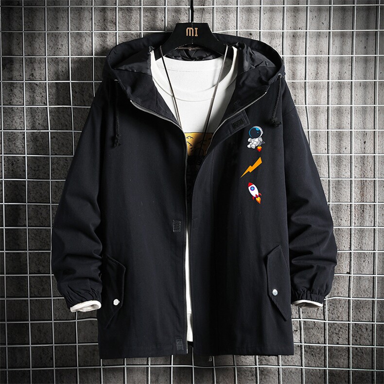 JK41165-P85 加棉款-P115 纯棉连帽夹克男士大码工装夹克男 网格图片