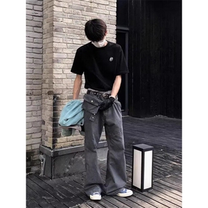 湖水绿短款外套男春秋冬季美式cleanfit底特律撞色翻领工装夹克图片