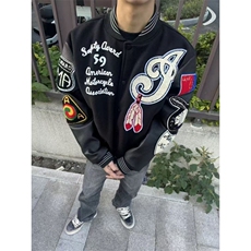 1506/QW9260/P44复古春秋棒球服印花设计感棒球男女显瘦外套潮，女装短外套，星座1506