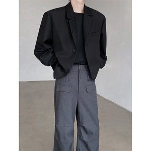 现货！26春夏男士超短款设计感暗黑垫肩西服外套XZ33-P125图片