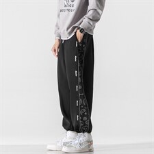 日系2024秋冬撞色串标宽松抽绳束脚运动休闲潮牌裤子2112-P45控69,男装休闲裤,星座914-3
