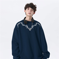抖音品质秋季新款潮流印花宽松仿棉圆领卫衣wycm200-特批28控49，男装卫衣，星座605(原A050)