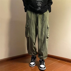 多口袋大码潮牌痞帅束脚工装裤子男款宽松休闲长裤-KZ31-p40，男装休闲裤，星座601-2