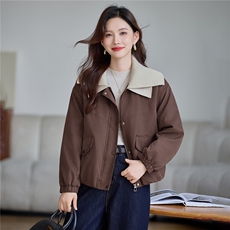现货!2025年冬季时尚双层大翻领加厚加绒宽松棉外套，女装棉衣/棉服，依恋蒂丝