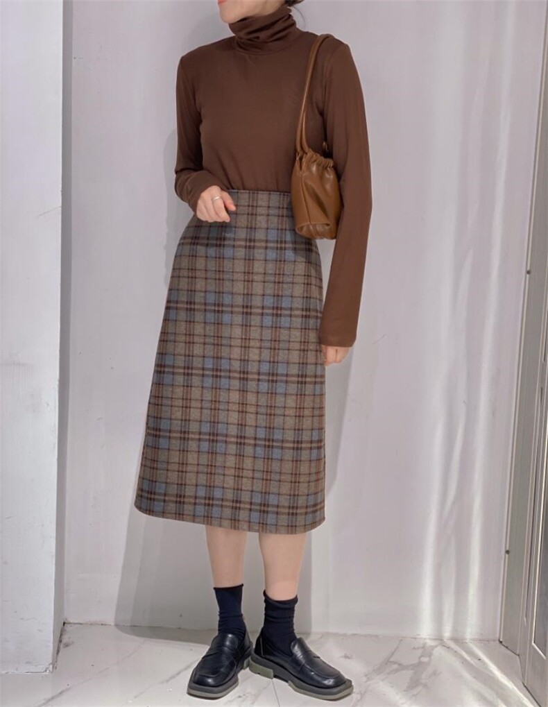 格子半裙，女装半身裙，驿谷