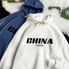 WY2001-P35加绒款-P40纯棉连帽卫衣男大码运动帽衫宽松薄，男装卫衣，电商A040