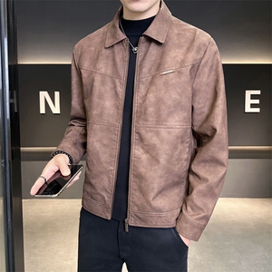 店主风 2025秋季翻领皮衣男痞帅休闲外套男装夹克C317-J905-P135图片