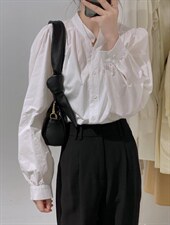 立领衬衫，女装衬衫，驿谷