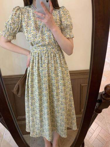 现货独屿夏季碎花连衣裙，女装连衣裙，独屿