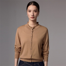 2025秋冬百搭时尚简约木耳领长袖针织衫，女装针织衫/毛衣，蚂蚁派对工厂直营店