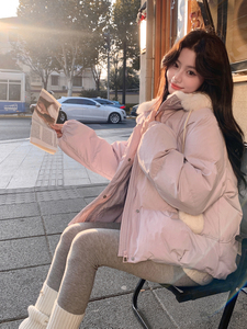 现货2025冬季新款25118-P305-K458可拆兔毛帽子紫色50羽绒服图片