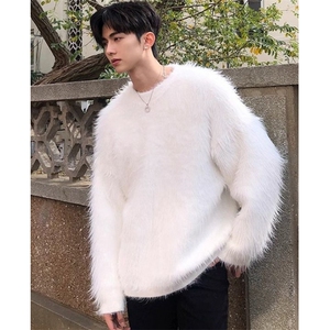 冬季氛围感仿水貂毛毛衣男女加厚温柔慵懒宽松圆领针织衫 MYY08图片