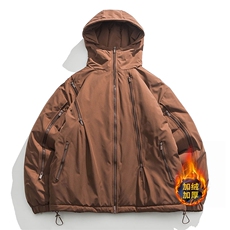 新款冬季日系机能风连帽工装潮流棉衣外套情侣百搭MY9087-P100，男装棉衣，电商A128