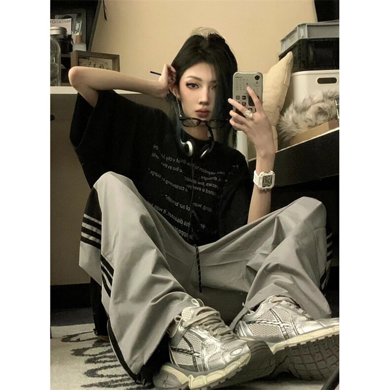 有货三条杠条纹撞色裤子男女款速干工装裤直筒运动裤1623WW-P45,男装工装外套,星座1007（原301D）