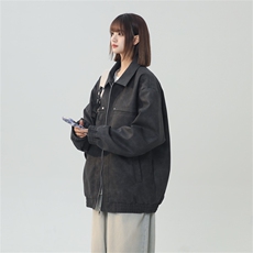 中性风PU皮工装翻领夹克2025秋季痞帅潮流外套XZ301b-2-JK2591P75，男装夹克，星座301B-2（原A443-1）