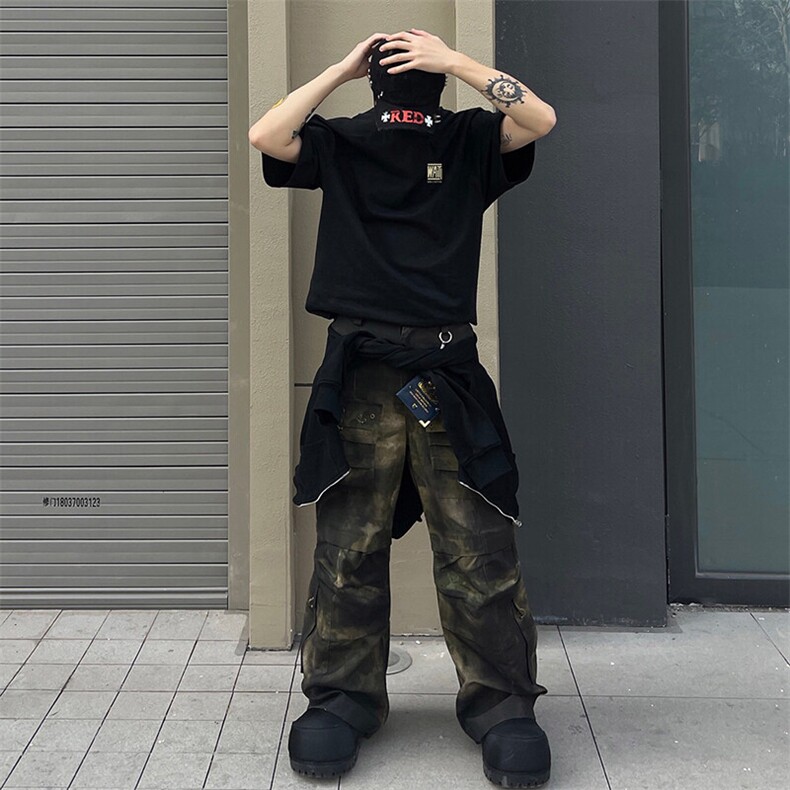 抖音得物品质夏季美式高街220克宽松纯棉潮牌印花短袖T恤MT30特15,男装T恤,电商A486-1