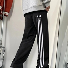 男春秋款三条杠条纹直筒卫裤美式宽松垂坠感休闲裤X06-P42，男装休闲裤，星座208-5