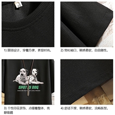 HT73263-P22华夫格t恤男短袖男大码五分袖砖墙，男装T恤，电商A040A