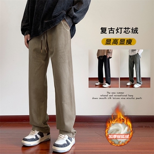 冬新复古丝绒雕花面料直筒裤大码男青年拖地长裤K1131J加绒-P60图片