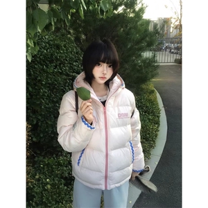 1506A/G78970/P94粉色贝壳绣连帽棉服外套女冬季小个子保暖面包服图片