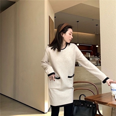 韩系针织衫女秋冬新款软糯毛衣小香风连衣裙，女装连衣裙，思途羊绒