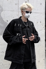 男装牛仔外套2026秋季字母绣标印花男生翻领夹克XZ514-2-N97-P88，男装工装外套，星座514-2(原B239)