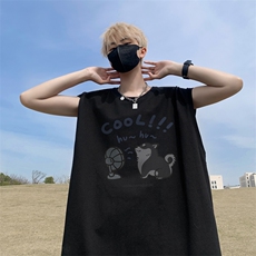夏季新款外景港风宽松运动无袖T恤男潮牌百搭坎肩背心BX9690/P25，男装背心/马甲，电商B316