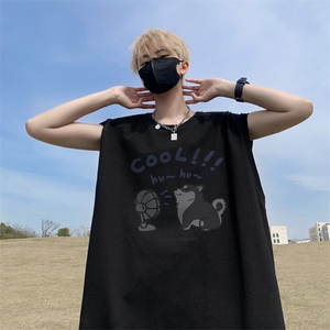 夏季新款外景港风宽松运动无袖T恤男潮牌百搭坎肩背心 BX9690/P25图片