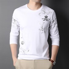 秋季爸爸装纯棉长袖t恤男中年秋衣中年体恤上衣打底衫HPNT777-P80,男装T恤,电商B212（原钱塘6029）