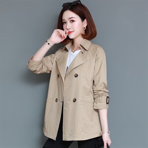 2022春秋季中长款双排扣风衣舒适年轻百搭潮流气质修身显瘦，女装风衣，依倍林