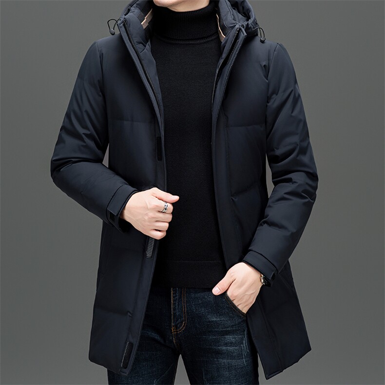 新标羽绒服男士中长款冬季新款加厚保暖连帽爸爸防寒服休闲外套,男装羽绒服,电商B212（原钱塘6029）