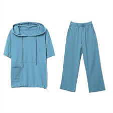 运动服休闲套装新款中年妈妈减龄棉短袖卫衣两件套，，女装套装/套裙，涵誉
