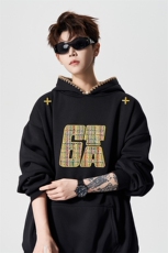 有长图秋冬季新款仿刺绣印花宽松连帽卫衣男潮WY00676/P45加绒P50，男装卫衣，电商B316