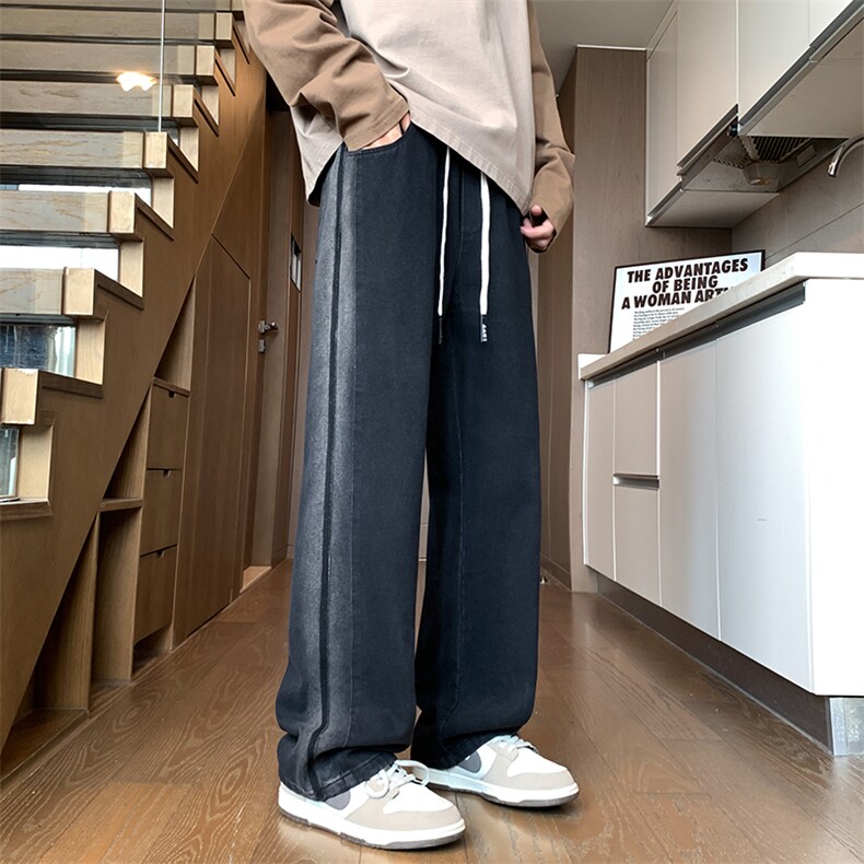 侧面撞色拼接秋冬美式复古怀旧百搭高街长裤A158-NZK088-P48,男装休闲裤,电商A158