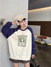 现货秋季新款：时尚潮流新款圆领卫衣，女装卫衣/绒衫，泽妤